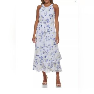 Calvin Klein Purple Spaghetti Strap Sundress Midi